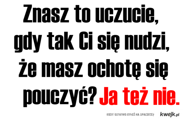 Znasz to uczucie gdy tak ci się nudzi, że masz ochotę się pouczyć? Ja też nie.