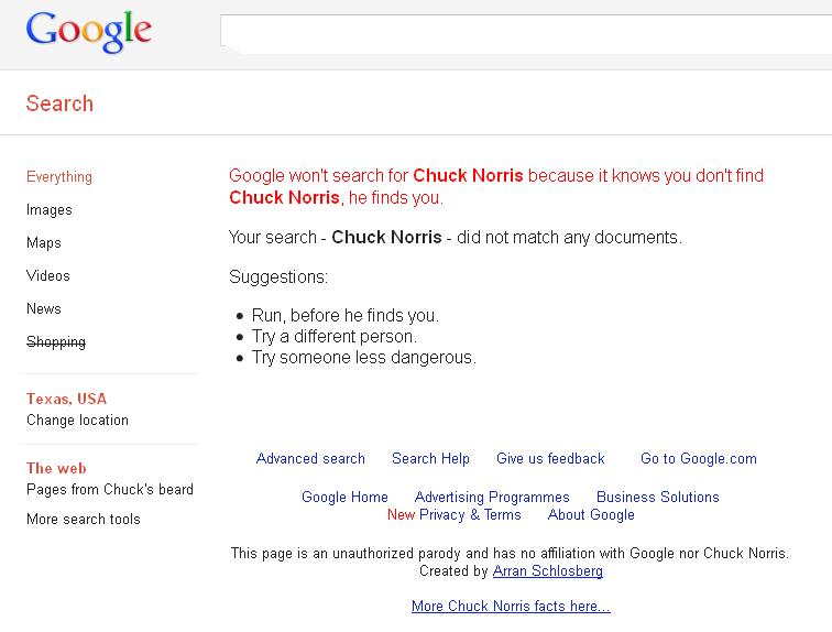 chuck norris, google