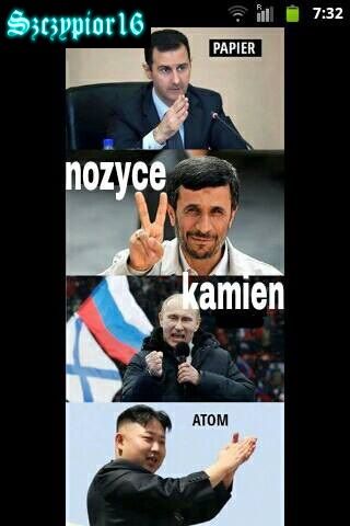 suchar, papier, kamień, nożyce, atom, Putin, Kim, Korea