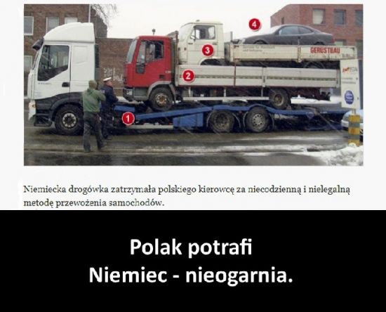 suchar, niemiecka drogówka zatrzymała polskiego kierowcę za niecodzienną metodę przewożenia samochodów