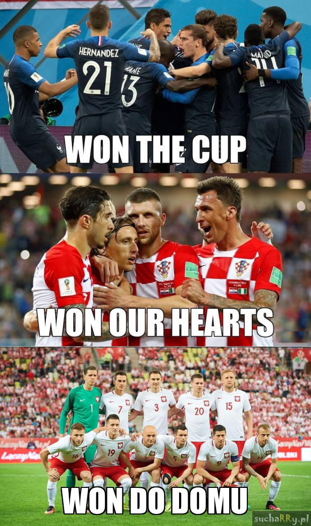Won the cup - won our hearts - won do domu; Francja, Chorwacja, Polska reprezentacja na mundialu, mistrzostwa świata w piłce nożnej 2018